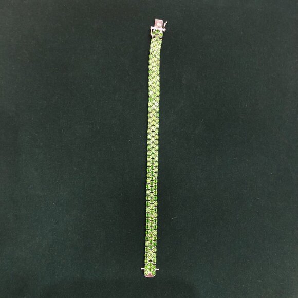 Oval & Round Russian Chrome Diopside Sterling 8 inch Silver Tennis Bracelet